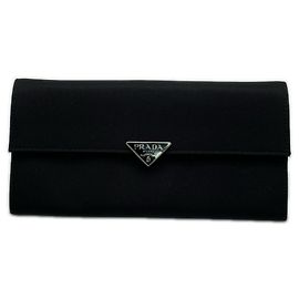 Prada Saffiano Long Wallet in Black Black