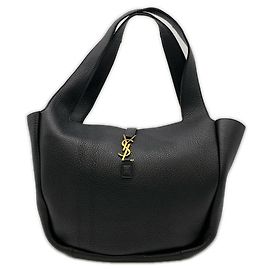 Yves Saint Laurent Grain Leather Le Sancassette Bear Tote Bag Schwarz