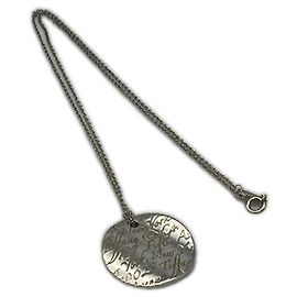Tiffany & Co. Notes Round Plate Necklace Silvery
