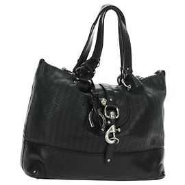 Chloé Borsa Chloe Kerala in pelle nera con dettagli argento Auth am12038V Nero Argento