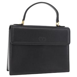 Sac à main VALENTINO en cuir noir or Auth 190581 Noir Doré