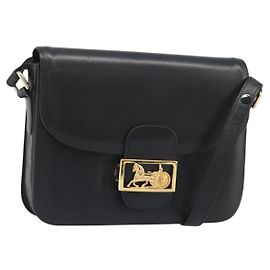 Céline Borsa a Spalla CELINE in Pelle Nera e Oro Auth mr2534 Nero D'oro