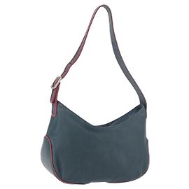 Bolsa de Ombro LOEWE em Couro Verde Prata Auth 187866A Prata Verde