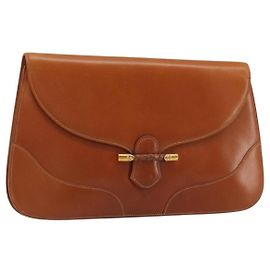 Clutch GUCCI in pelle marrone e oro Auth ep15027A Marrone D'oro