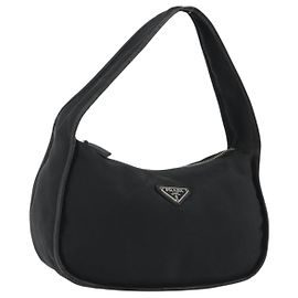 Borsa a tracolla PRADA Nylon Nero Argento Auth 190337A Nero Argento