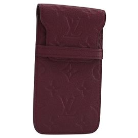 LOUIS VUITTON Monogram Empreinte Phone Soft Case Wine Red M60375 Auth bs35802V Dark red Monogram