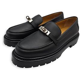 Mocassini Hermès Icone in pelle nera Nero