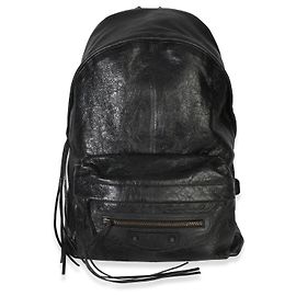 Balenciaga Black Arena Lambskin Le City Backpack Black