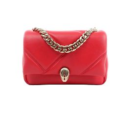 Bulgari Bolsa transversal de corrente de couro BVLGARI Serpenti em vermelho Rosa