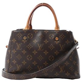 Louis Vuitton Montaigne BB Monogram Canvas 2Way Handbag in Brown M41055 Dark red