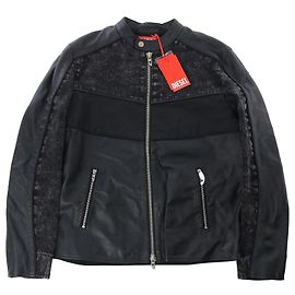 Veste en cuir Diesel L-LEOPOL en noir, Taille 46 IT Noir