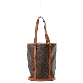 Bolsa de Ombro Louis Vuitton Bucket GM Monogram Canvas Marrom M42236 Bege