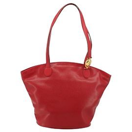 Christian Dior Vintage Tote Leather Red