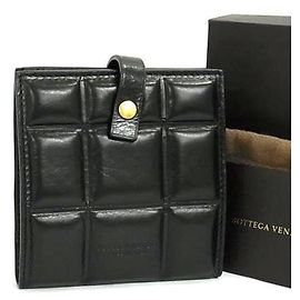 Bottega Veneta Black Leather Bi-fold Wallet Black