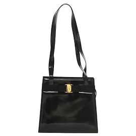 Salvatore Ferragamo Vala en cuir verni Noir