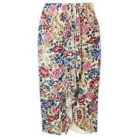 Isabel Marant Breena Printed Draped Skirt Pink Red Blue Multiple colors Beige