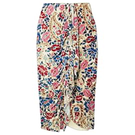 Saia drapeada estampada Breena Isabel Marant Rosa Vermelho Azul Multicor Bege
