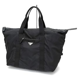 Borsa duffle in nylon e pelle Saffiano Prada Nero