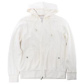 Autre Marque Eleventy Gestreifter Zip-Up Sweatshirt in Weiß, Größe M Weiß