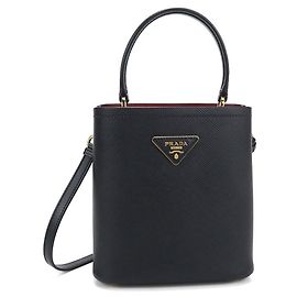 Bolsa de couro de bezerro preto Prada Preto