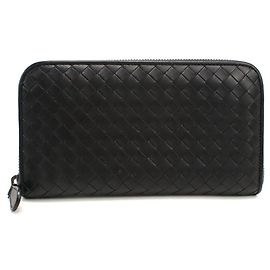 Bottega Veneta Black Leather Long Wallet Black