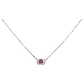 Autre Marque Platin-Rubin-Diamant-Halskette Rot