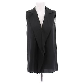 Lanvin Blusa preta sem mangas em seda Preto
