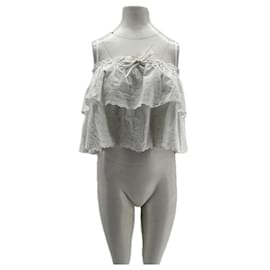 Top de algodón blanco Veronica Beard XS Blanco