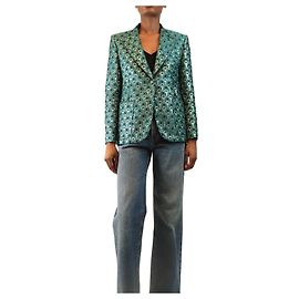 Weekend Max Mara Blazer mit grünem Jacquard-Muster - Größe UK 6 Grün