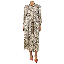 Weekend Max Mara Hemdkleid mit weiß-schwarzem Blumenprint - Größe UK 8 Weiß