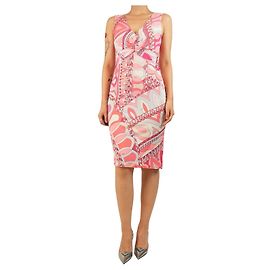 Emilio Pucci Vestido midi estampado rosa sin mangas - talla UK 12 Rosa