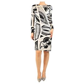 Emilio Pucci Midi-Kleid mit Print in Schwarz und Grau - Größe UK 8 Schwarz