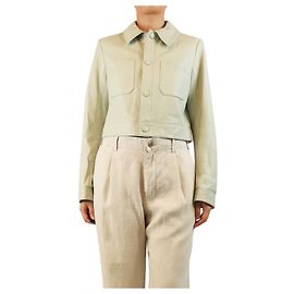 Frame Denim Kurze Lederjacke in Soft Mint - Größe S Grün