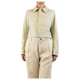 Frame Denim Veste courte en cuir vert menthe doux - taille S Vert