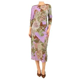 Dries Van Noten Robe midi à fleurs violettes - taille UK 12 Violet