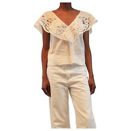 Ralph Lauren Top de encaje de algodón blanco - talla UK 4 Blanco