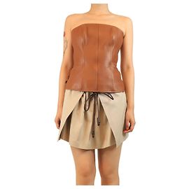 Ralph Lauren Haut bustier en cuir marron - taille UK 8 Marron