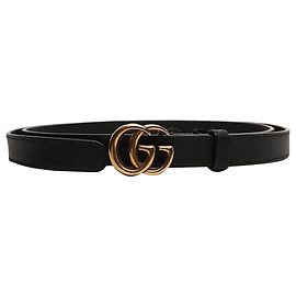 Gucci Black leather Marmont thin belt Black