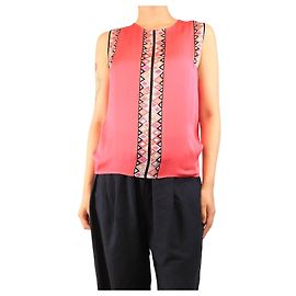 Emilio Pucci Fuchsia silk sleeveless printed top - size UK 10 Pink