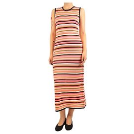 Missoni Vestido de malha sem mangas com riscas cor-de-rosa - tamanho UK 12 Rosa