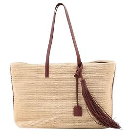 Saint Laurent Neutral Paris Raphia- und Leder-Tote-Bag Andere