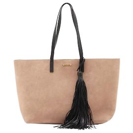 Saint Laurent Sac cabas en daim et cuir Taupe Paris Marron