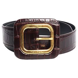Tom Ford Brauner Ledergürtel mit Krokodilprägung Braun