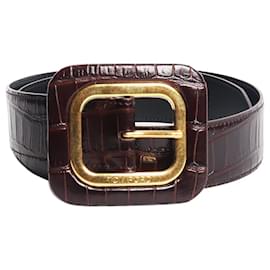 Tom Ford Brown croc-embossed leather belt Brown