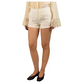 Ermanno Scervino Short de lin branco bordado - tamanho UK 8 Outro
