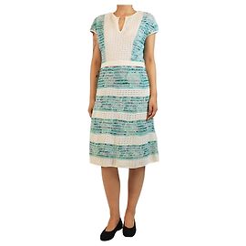 Missoni Türkisfarbenes Strick-Midikleid mit Unterkleid - Größe UK 16 Grün