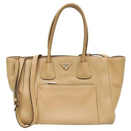 Prada Bolsa 2way em couro Vitello Phenix neutro Outro