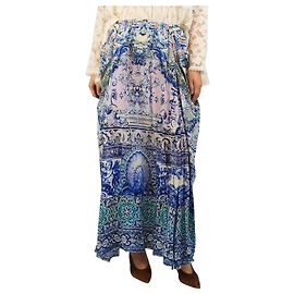 Camilla Gonna maxi blu decorata - taglia UK 10 Blu