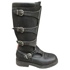 Paraboot Parasouple Black Leather Biker Boots Black