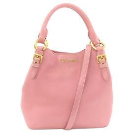 Bolsa de mão 2-Way em couro para mulher Miu Miu Rosa